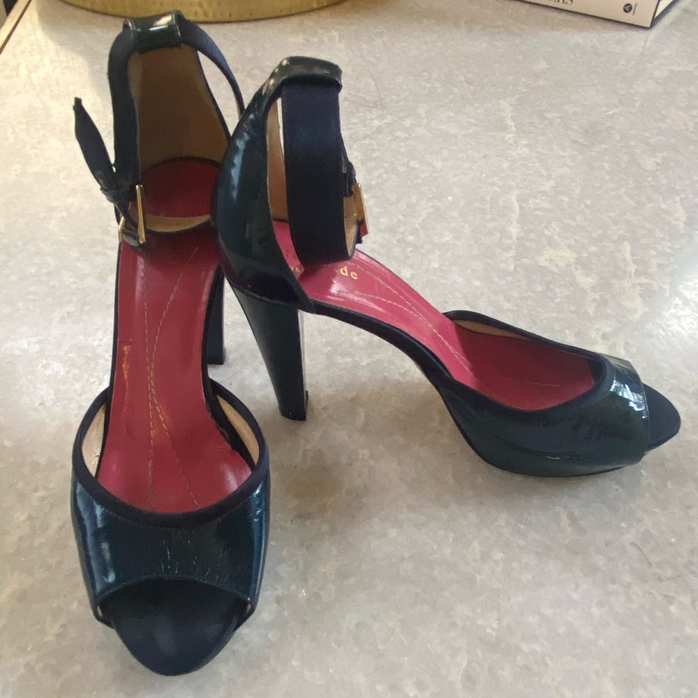 Women’s Kate Spade Open-Toe Ankle Strap Heels in Deep Blue Size 6.5